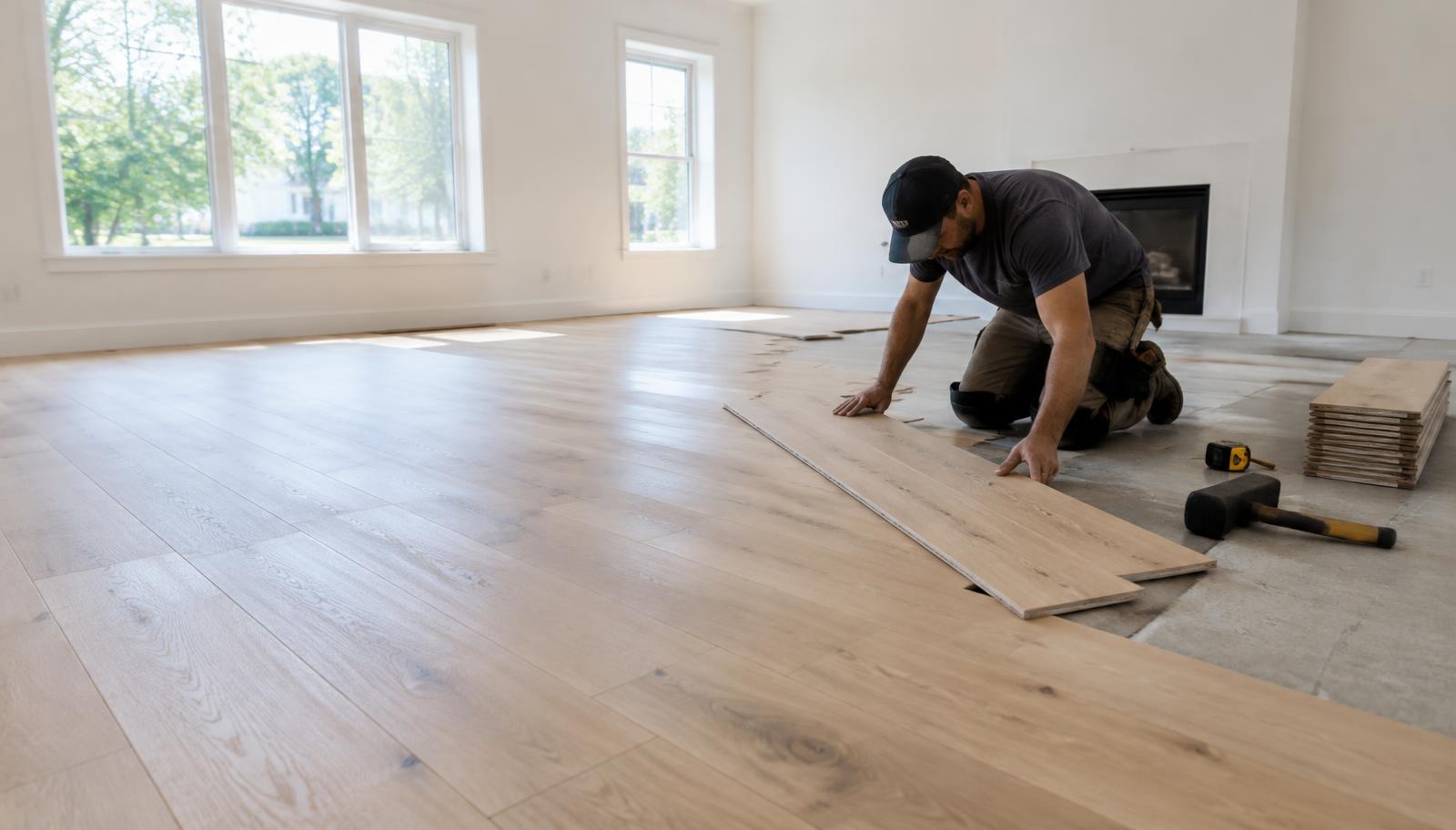 Flooring project in progress on a residential home